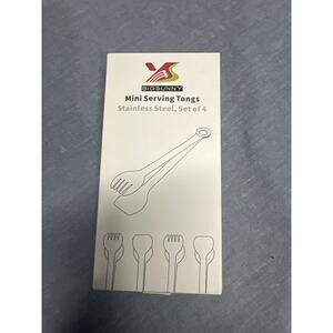 Set of 4- Mini Appetizer Tongs Stainless Steel Set (6 inch, Golden)